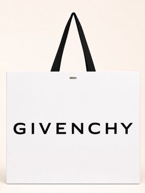 Givenchy Large White Logo Shopping Gift Bag Black Handles 17.75”